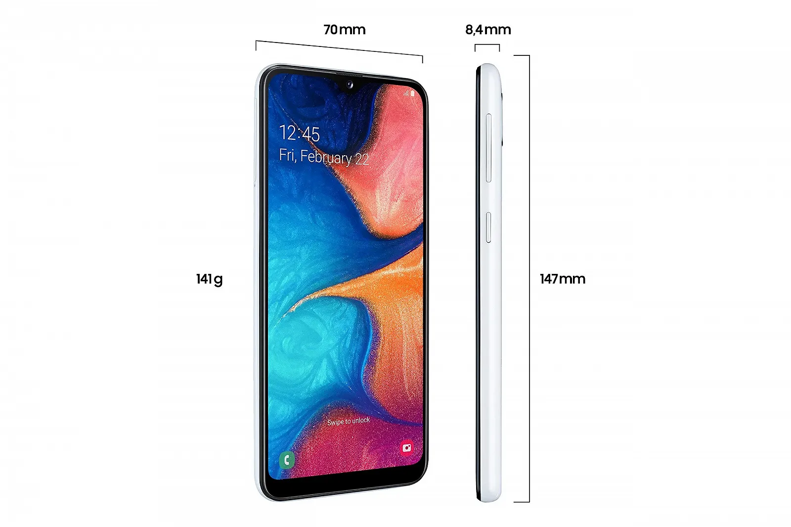 Смартфон Samsung Galaxy A20e 14.7 см (5.8 дюймів) 32 GB 3 GB Dual SIM White, фото №3