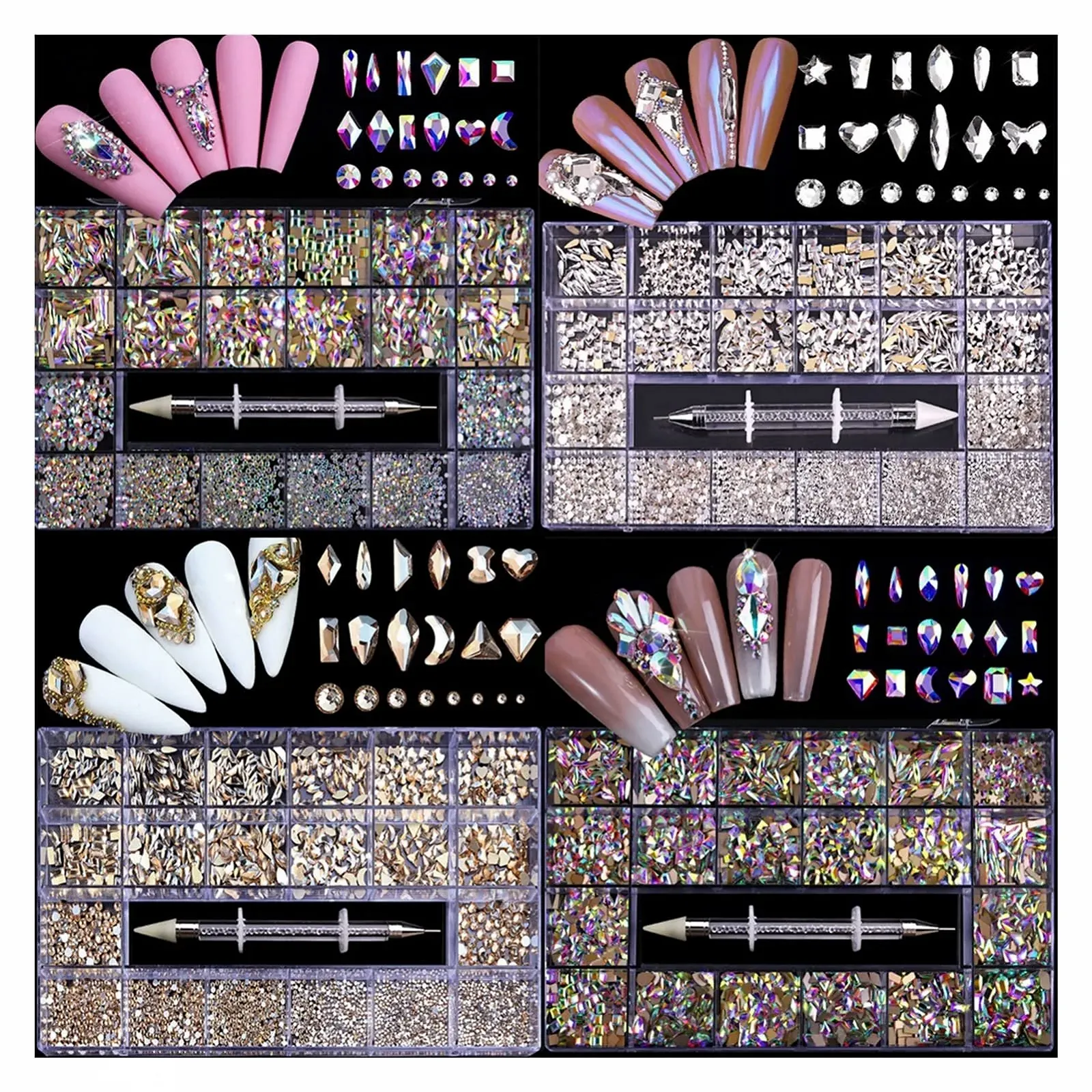 Стрази yaoqijie Діамант Скло 2500шт, Колір: Jet Hemitate, фото №2