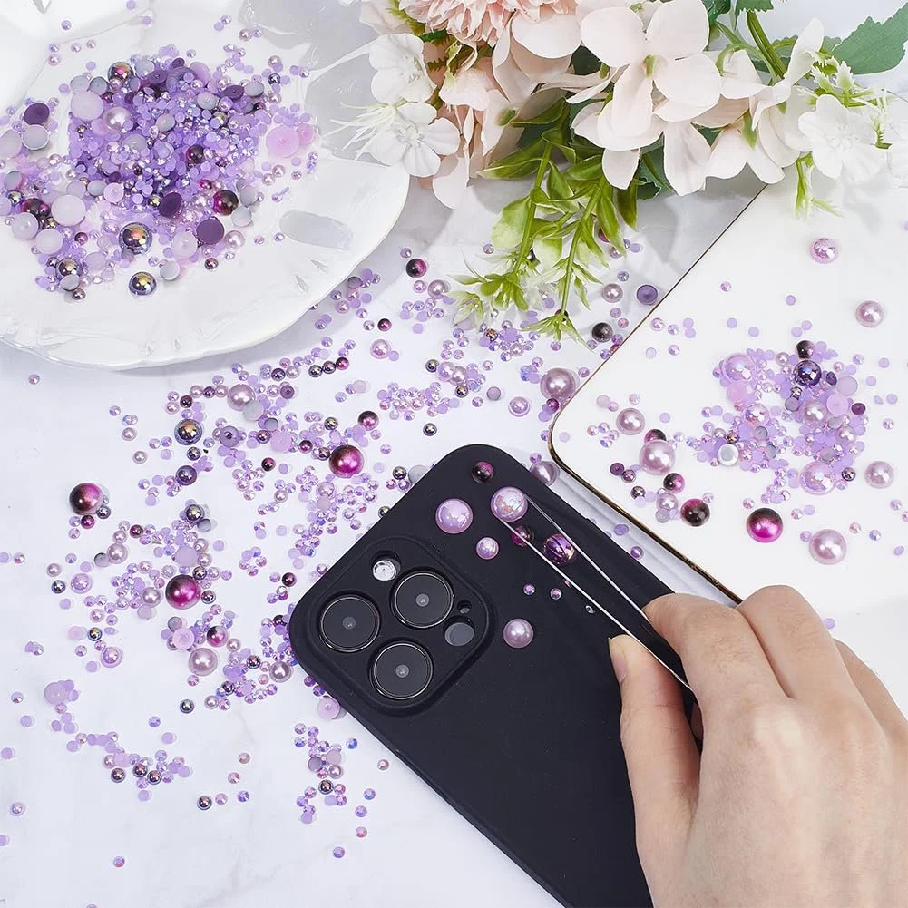 Стрази Напівкруглі намистини 4мм-9мм 60г Білий, фото №3