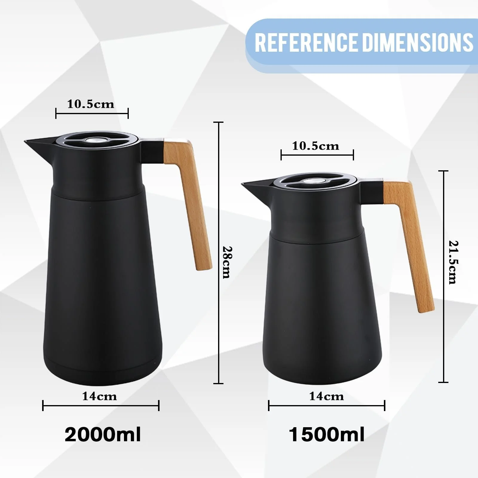 Термос Кавник Thermos Нержавіюча сталь 18/10, Вакуумна ізоляція, з дерев'яною ручкою, 2 л, фото №3