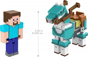 Набір ігрових фігурок MINECRAFT Craft-a-Block Steve та Horse з бронею 2 шт. аксесуари рухомі суглоби HDV39 synthetic.ua - Фото 1