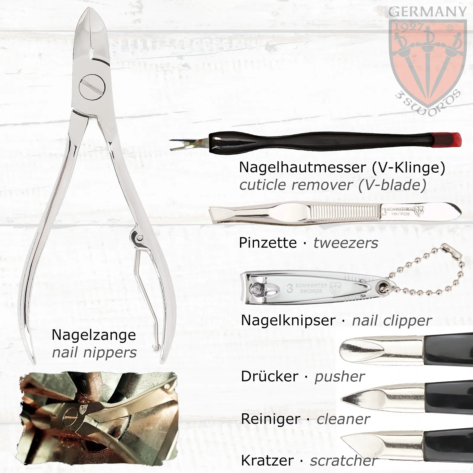 Набор для маникюра и педикюра THREE SWORDS 9 предметов, фото №3