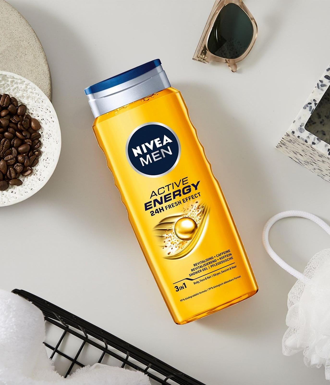 Гель для душа NIVEA MEN Active Energy 3-in-1 Energising с кофеином 500 мл, фото №4