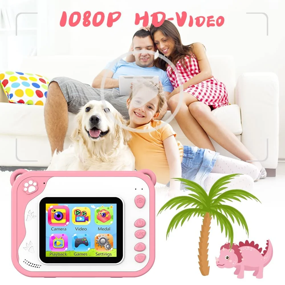 Детская цифровая камера мгновенной печати 1080P 2.4 Inch 32GB 3 Rolls Paper 5 Pens Gift, фото №7