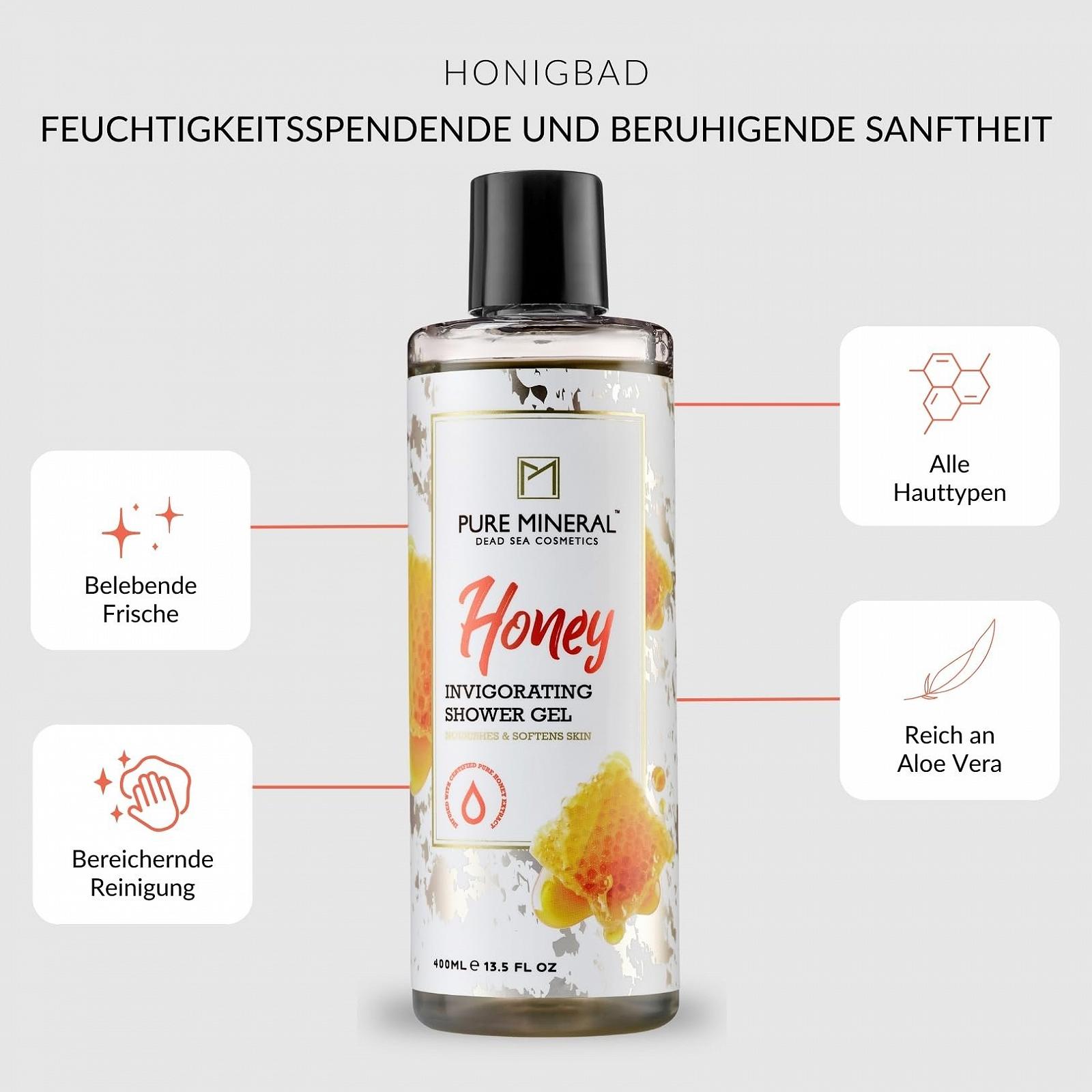 Гель для душа Pure Mineral Honey увлажняющий регенерирующий 400 мл, фото №2 Гель для душа Pure Mineral Honey увлажняющий регенерирующий 400 мл, фото №2