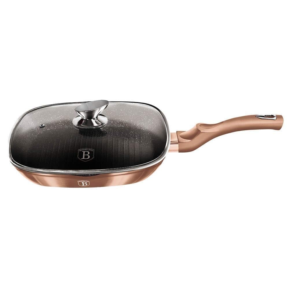 Сковорода-гриль BerlingerHaus Metallic Line Rose Gold Edition 28 см, рожеве золото, нержавіюча сталь 18/8, фото №3