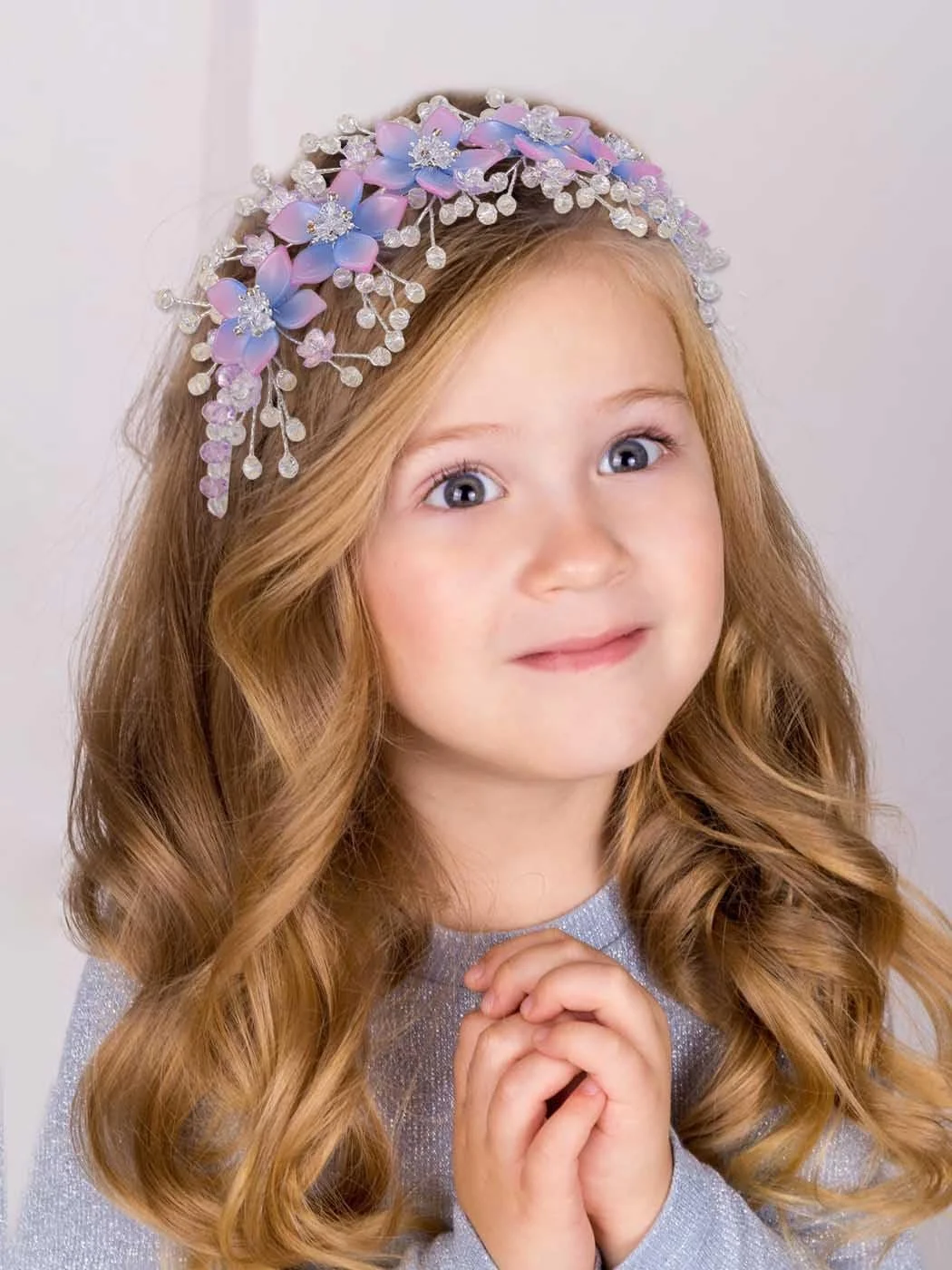 Обруч Квітка IYOU Весільний Фіолетовий Блискучий Кристал, фото №5