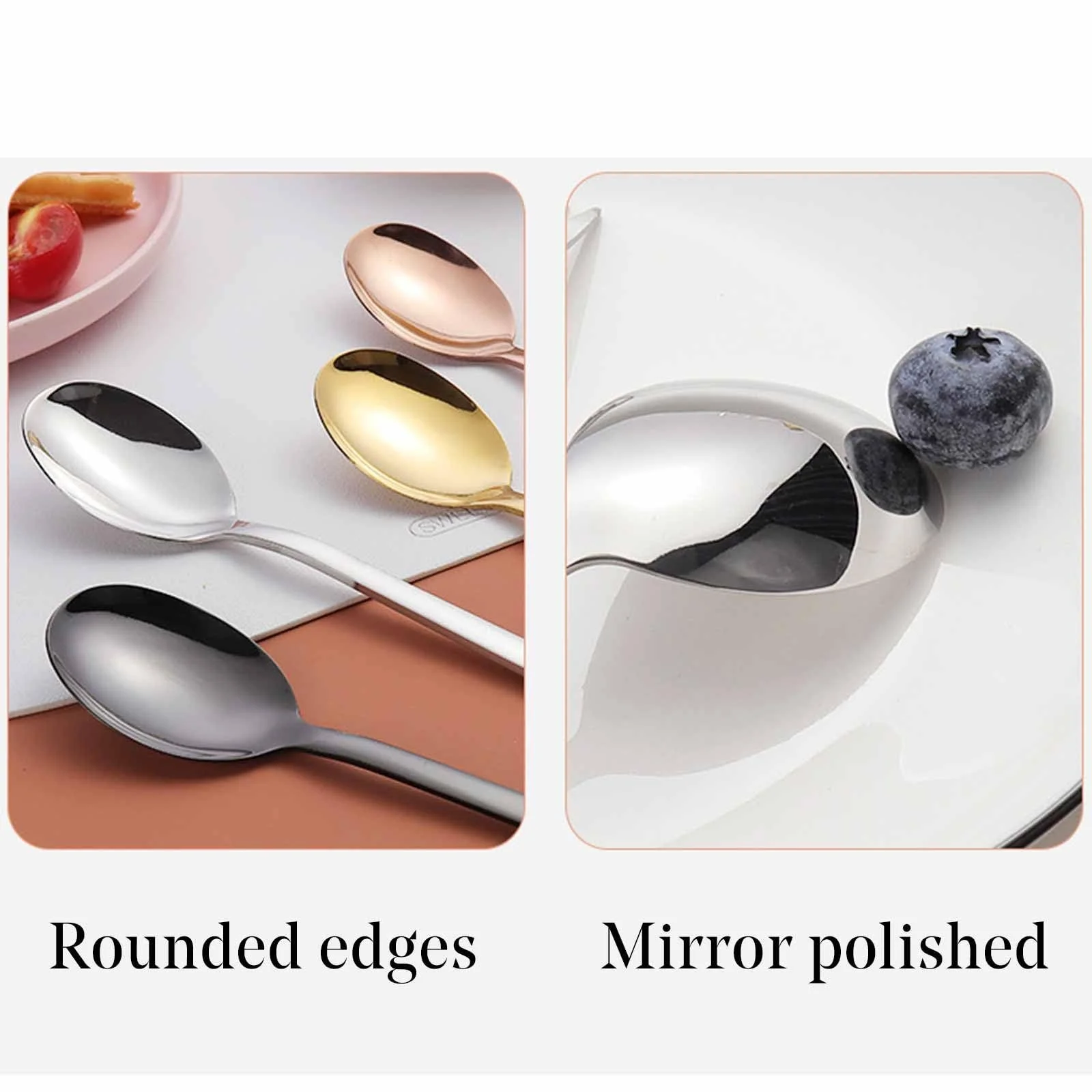 Ложка чайна з довгою ручкою з нержавіючої сталі 18/10 Полірована для морозива (2 шт.), фото №5