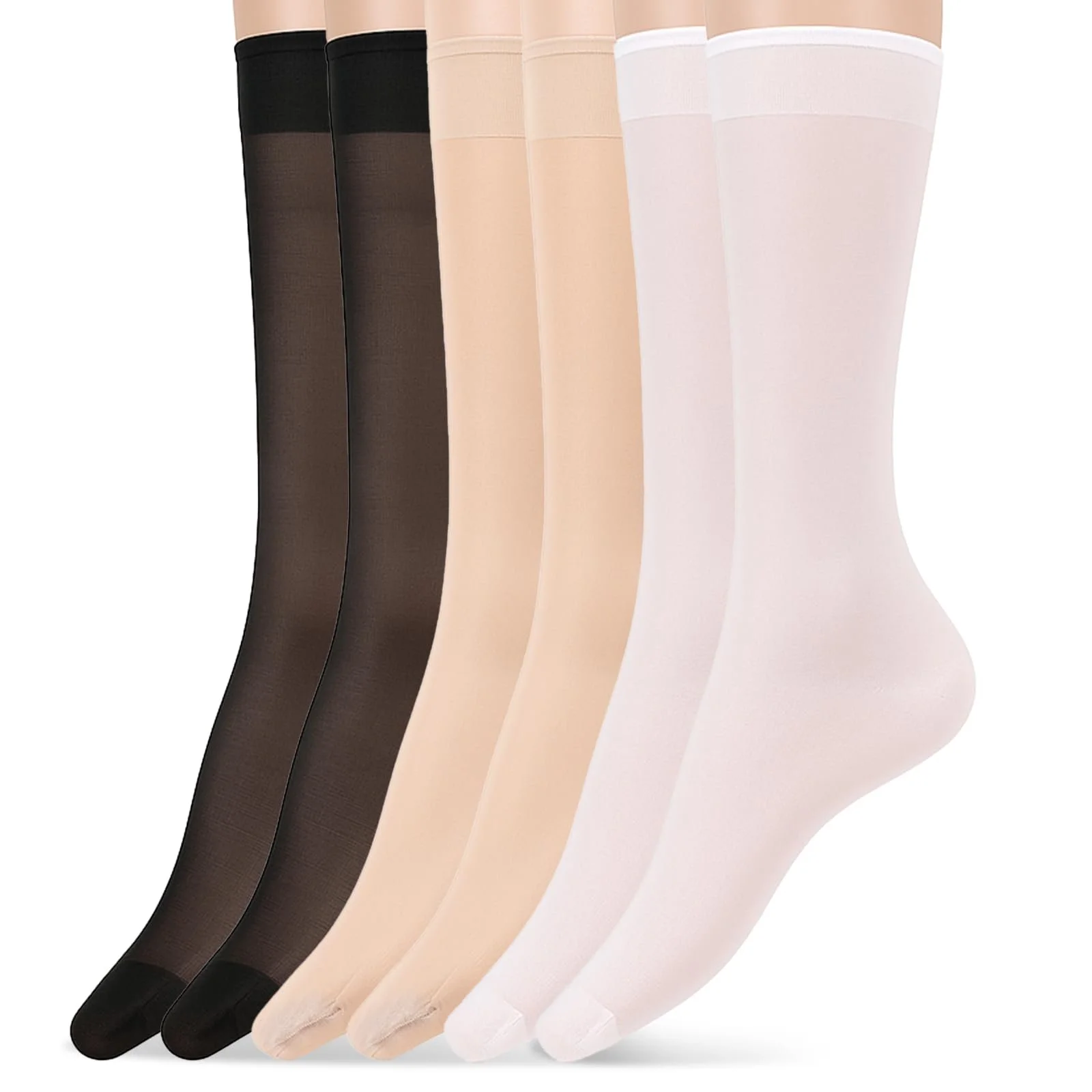 Жіночі гольфи 15D, еластичні, нейлонові, прозорі, з посиленим носком, 3 пари, фото №1 Жіночі гольфи 15D, еластичні, нейлонові, прозорі, з посиленим носком, 3 пари, фото №1