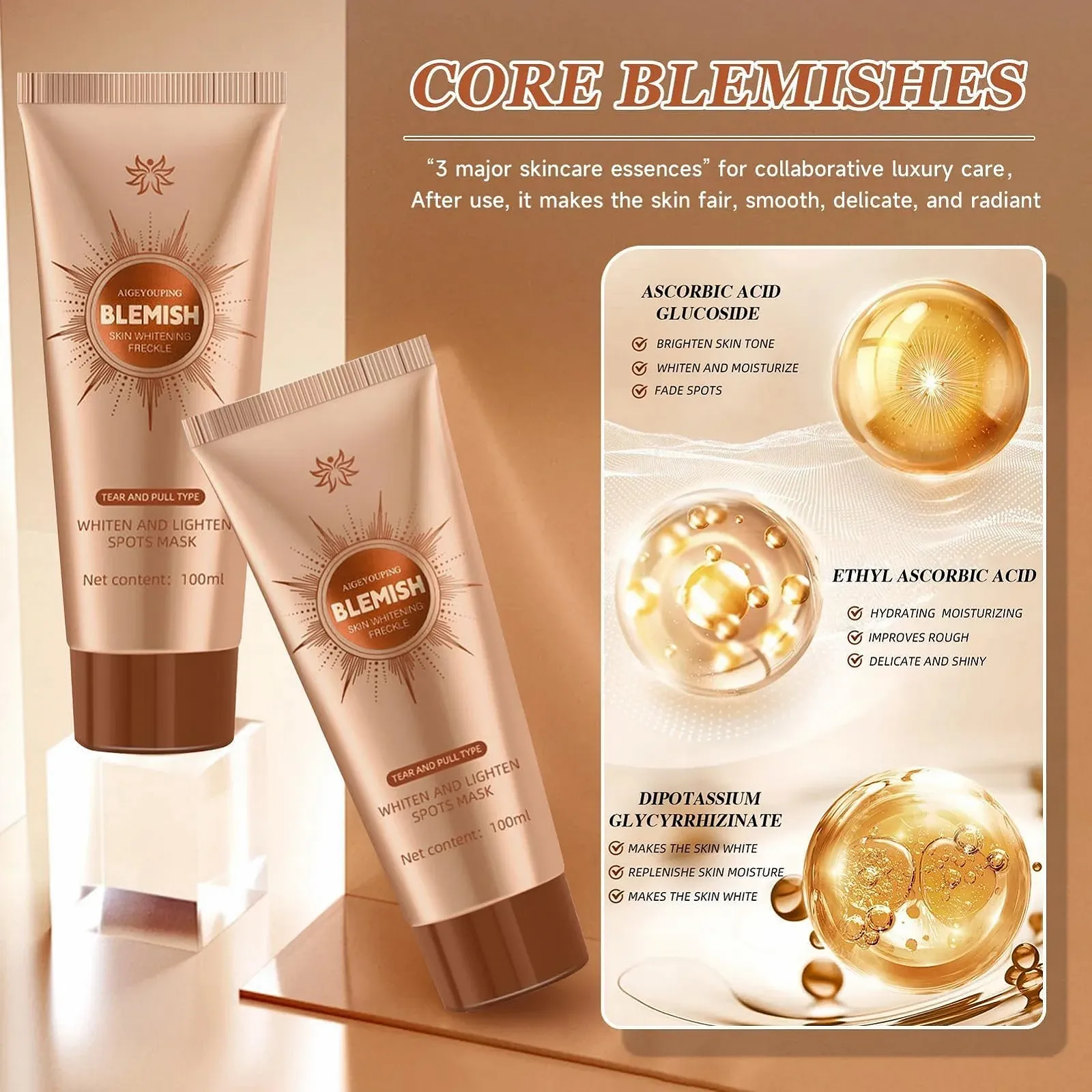 Маска для обличчя для освітлення та видалення плям, трав'яна маска, 2 шт, фото №4