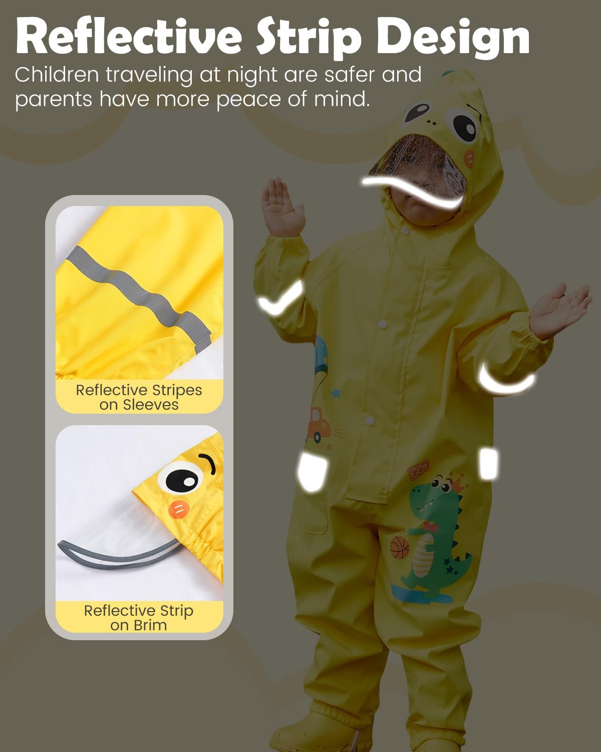 Суцільний дощовик JiAmy для дівчаток та хлопчиків, водонепроникний, фото №4