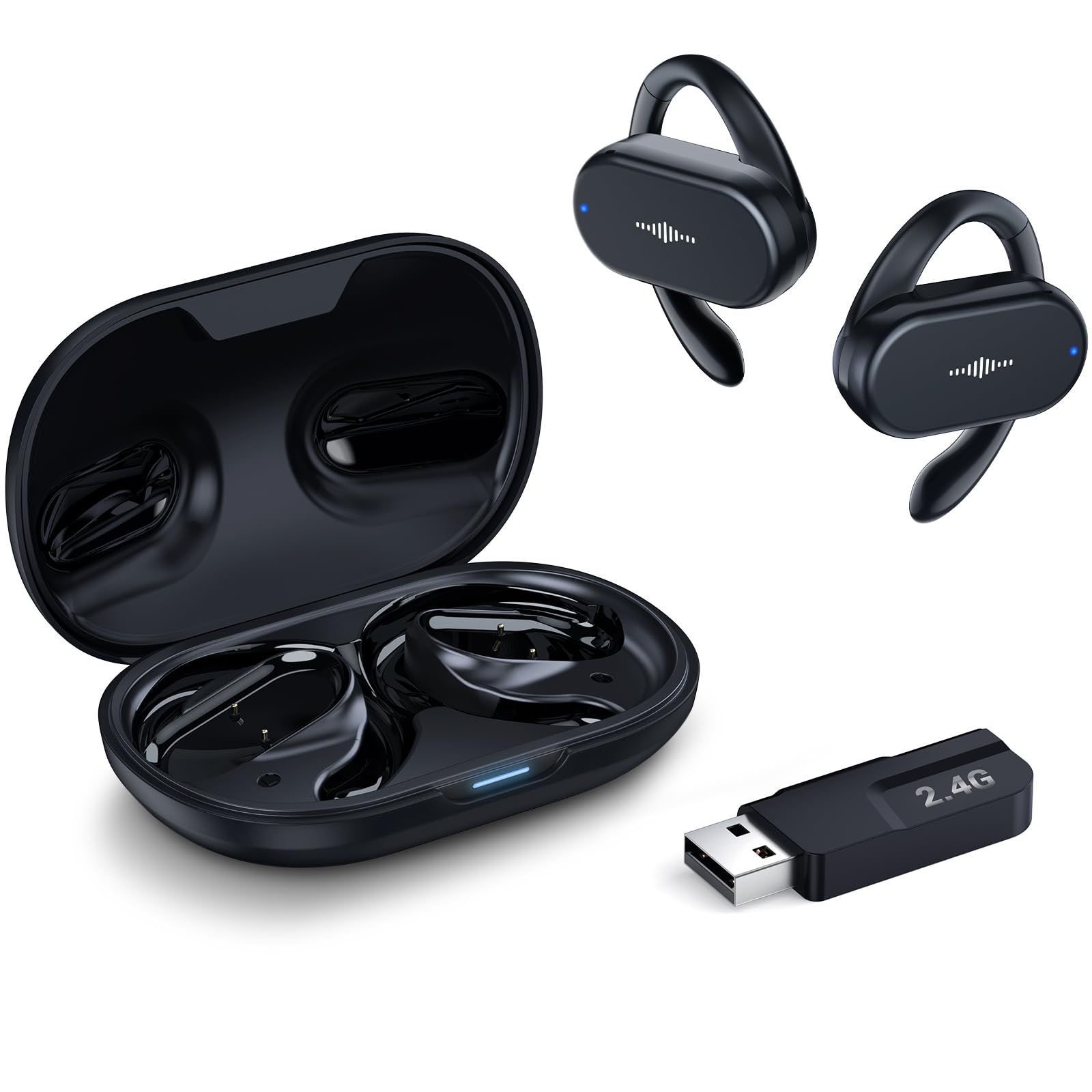 Наушники Krysenix Gaming Earbuds Открытые с 2.4 GHz Донглом Беспроводные Bluetooth 5.3 с Микрофоном Мульти-Угловая Регулировка, фото №1