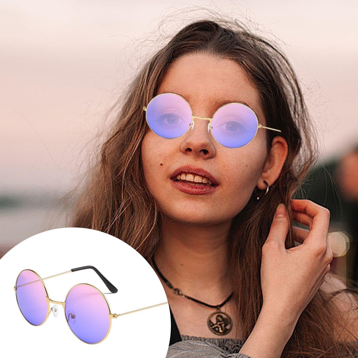 Солнцезащитные очки CWPFVQA, круглые, цветной градиент, розовато-зеленые, 4 шт. в упаковке, фото №6