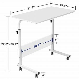 Столик для ноутбука Soges, прикроватный столик на колесиках, регулируемый по высоте столик для ПК, столик для ноутбука, подставка для ноутбука, столик для ухода за кроватью и диваном, 80 x 40 см synthetic.ua - Фото 1
