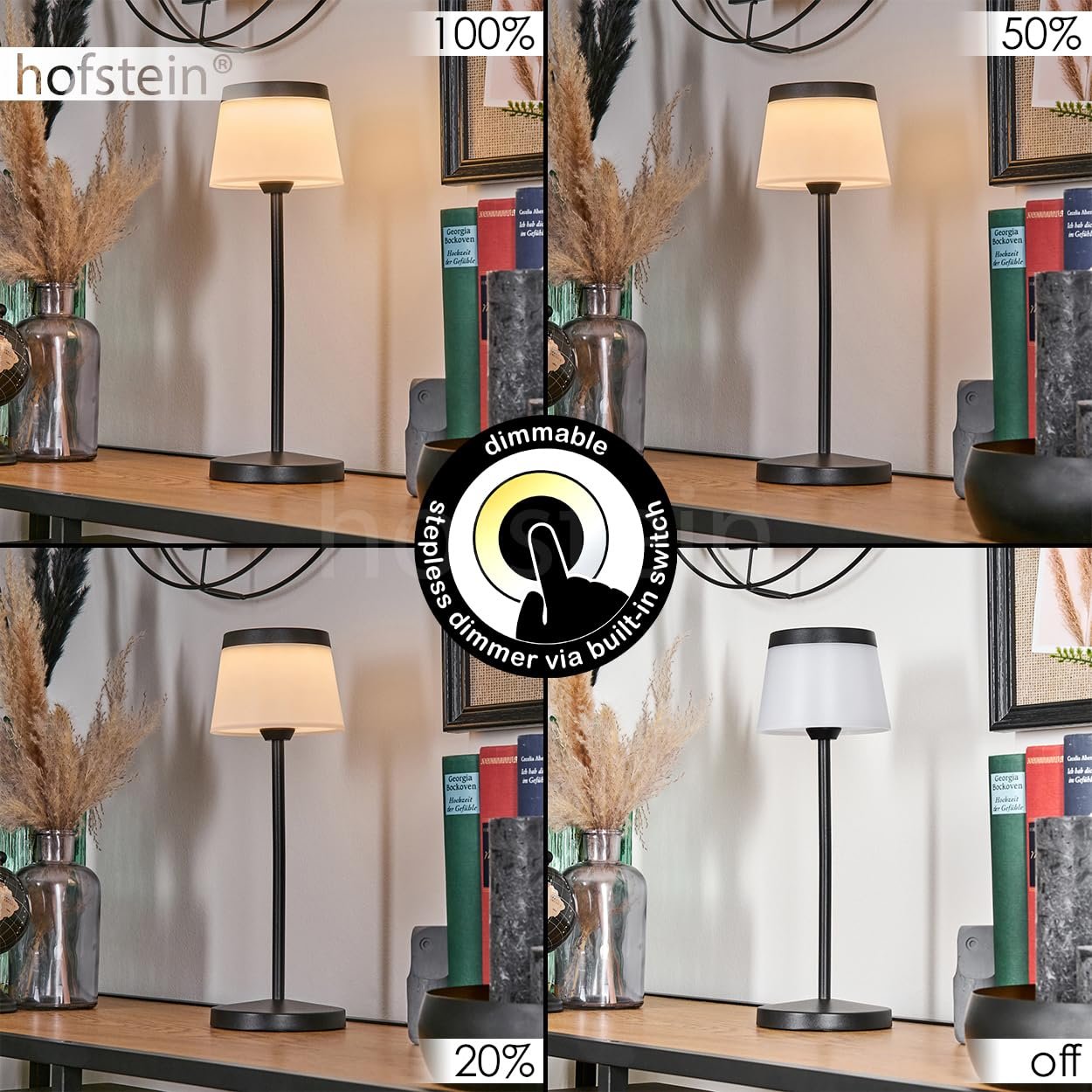 Настільна лампа Algeraz LED набір із 2 шт. димована метал/пластик USB-C акумулятор 1.5 Ват 139 Люмен 3000 Кельвін чорний/білий, фото №3