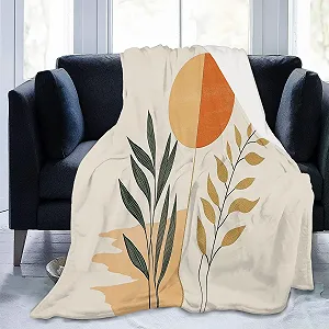 Покривало Фланель М'яке Пухнасте, Мінімалістична Ілюстрація Сонця, Оранжево-Коричневий, 150 x 200 см - Фото 1