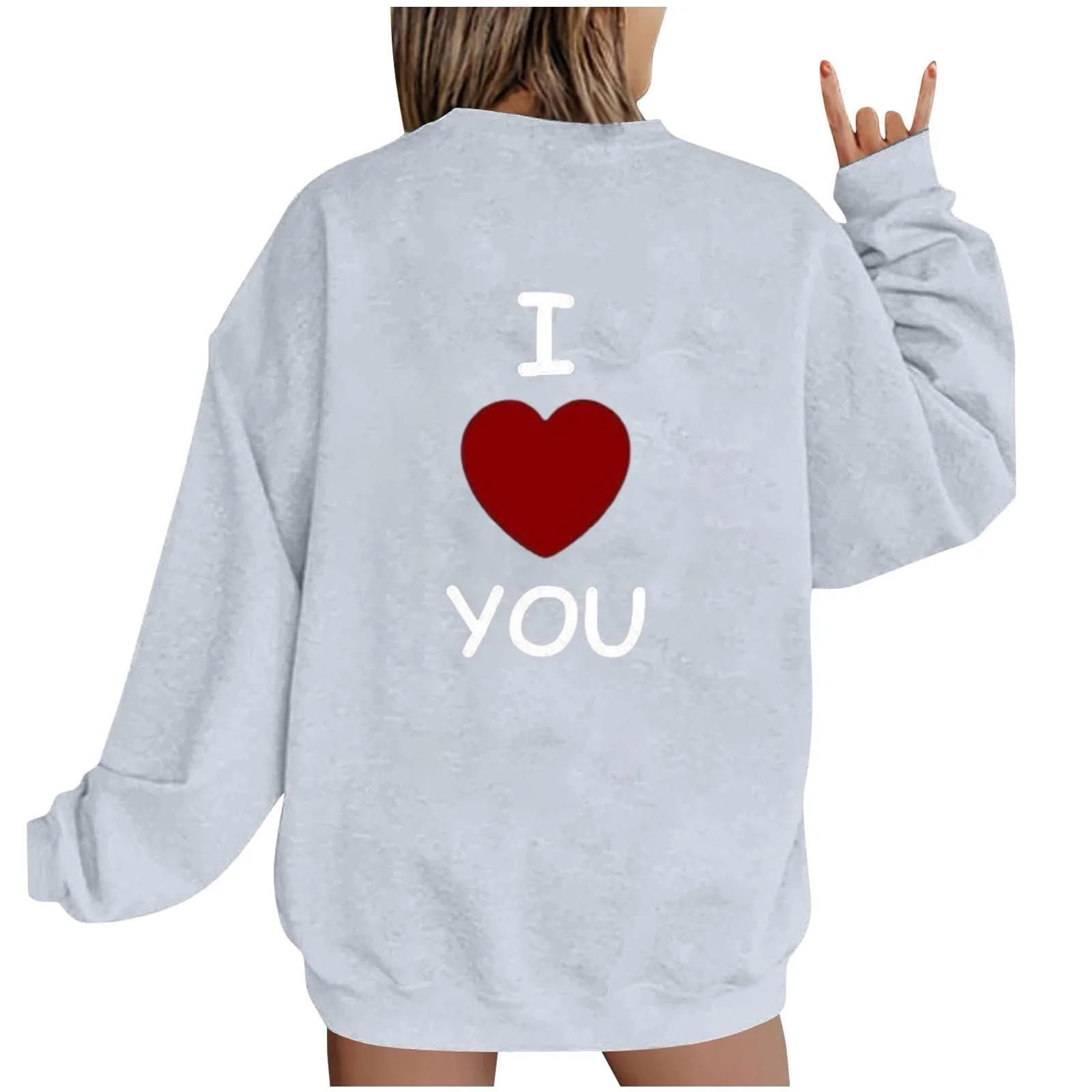 Свитшот Женский I Love You с принтом ко Дню Святого Валентина, повседневный, милый, фото №1 Свитшот Женский I Love You с принтом ко Дню Святого Валентина, повседневный, милый, фото №1