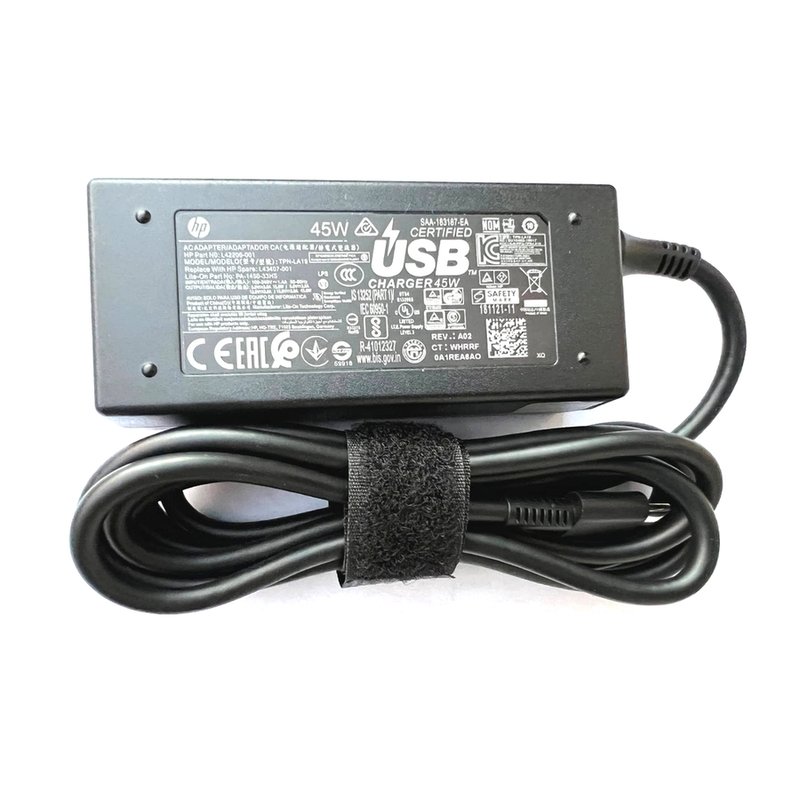 Блок живлення для ноутбука HP 45W USB Type-C 5V/9V/12V/15V 3A, прямий роз'єм, з мережевим кабелем (tpn-aa07), фото №3