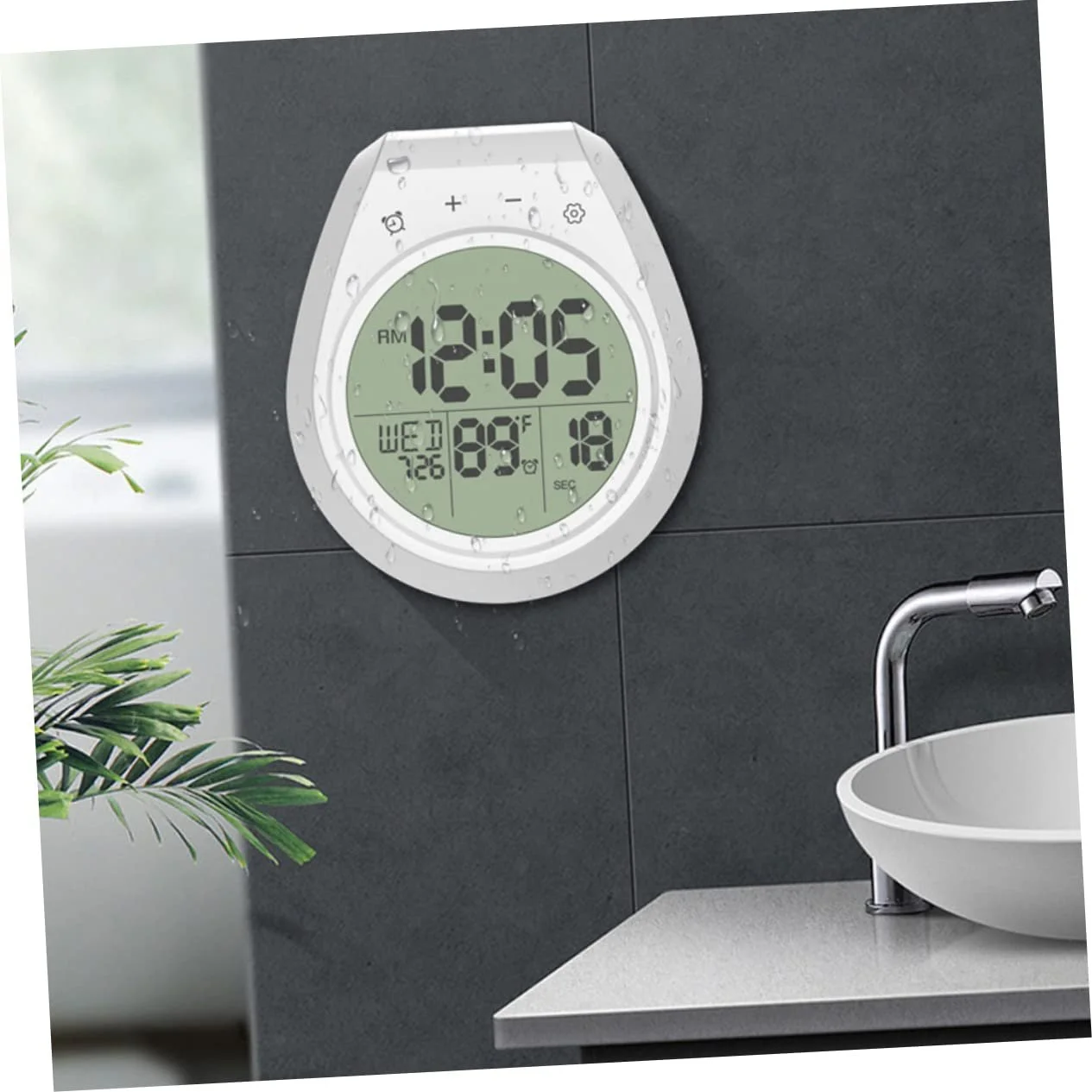 Цифровий настінний годинник FUNOMOCYA з термометром для кухні, підвісний для ванної кімнати, фото №7