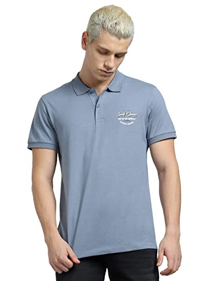Рубашка-поло Jack & Jones SS 12223714 Мелкий принт Голубой M, фото №2