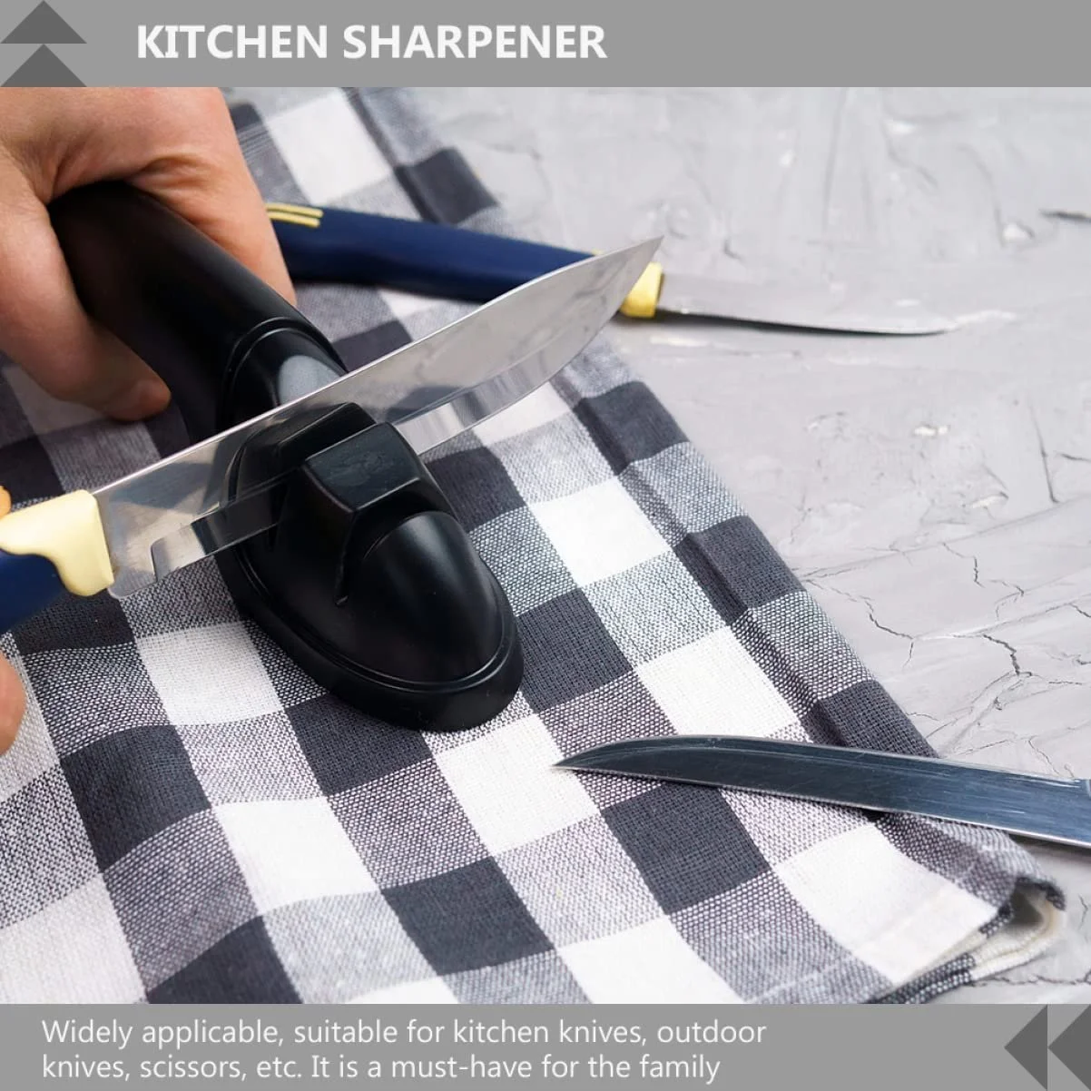 Точилка для кухонних ножів Мусат із ергономічною ручкою двосторонній, фото №6