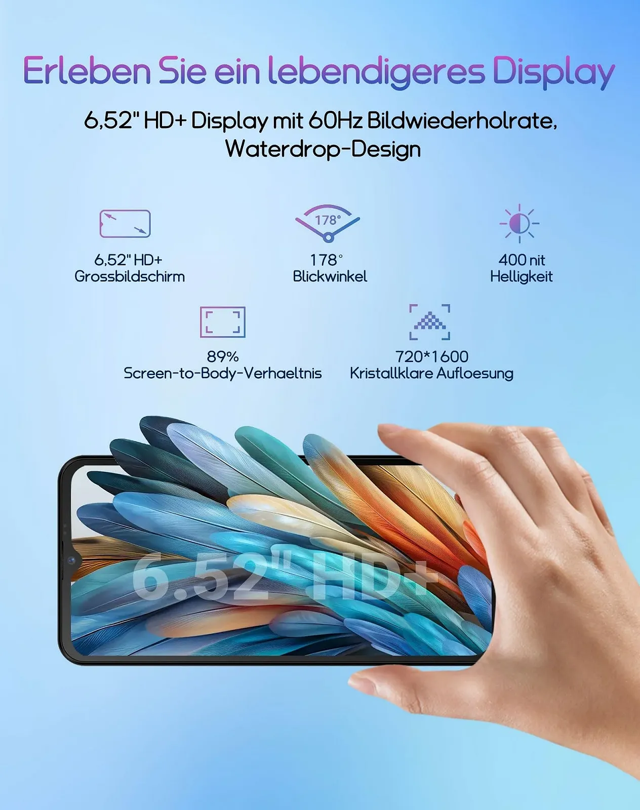 Смартфон invens Note TK01 4G Android 6.52 дюйма HD+ 4250 мАч восьмиядерный Face Detection 8(4+4)/32GB 16MP+5MP Blue, фото №3 Смартфон invens Note TK01 4G Android 6.52 дюйма HD+ 4250 мАч восьмиядерный Face Detection 8(4+4)/32GB 16MP+5MP Blue, фото №3