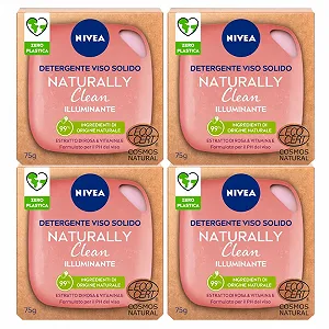 Твердое Средство для Умывания Nivea Naturally Clean с Экстрактом Розы и Витаминами, Веганская Формула, 4 x 75 г - Фото 1