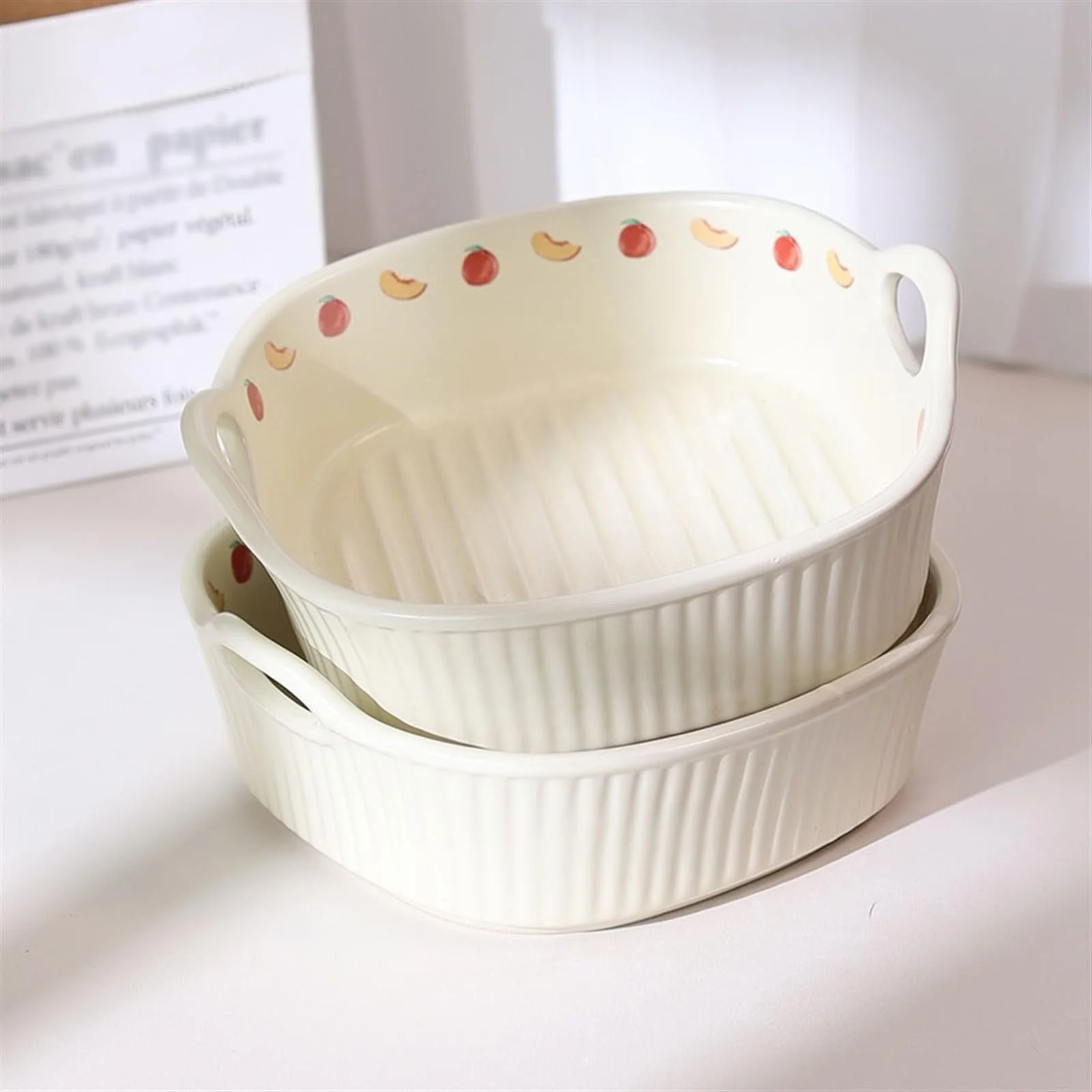 Форма для запекания Керамическая 900 мл 21 x 18.8 x 6.7 см Термостойкая с ручками, фото №7