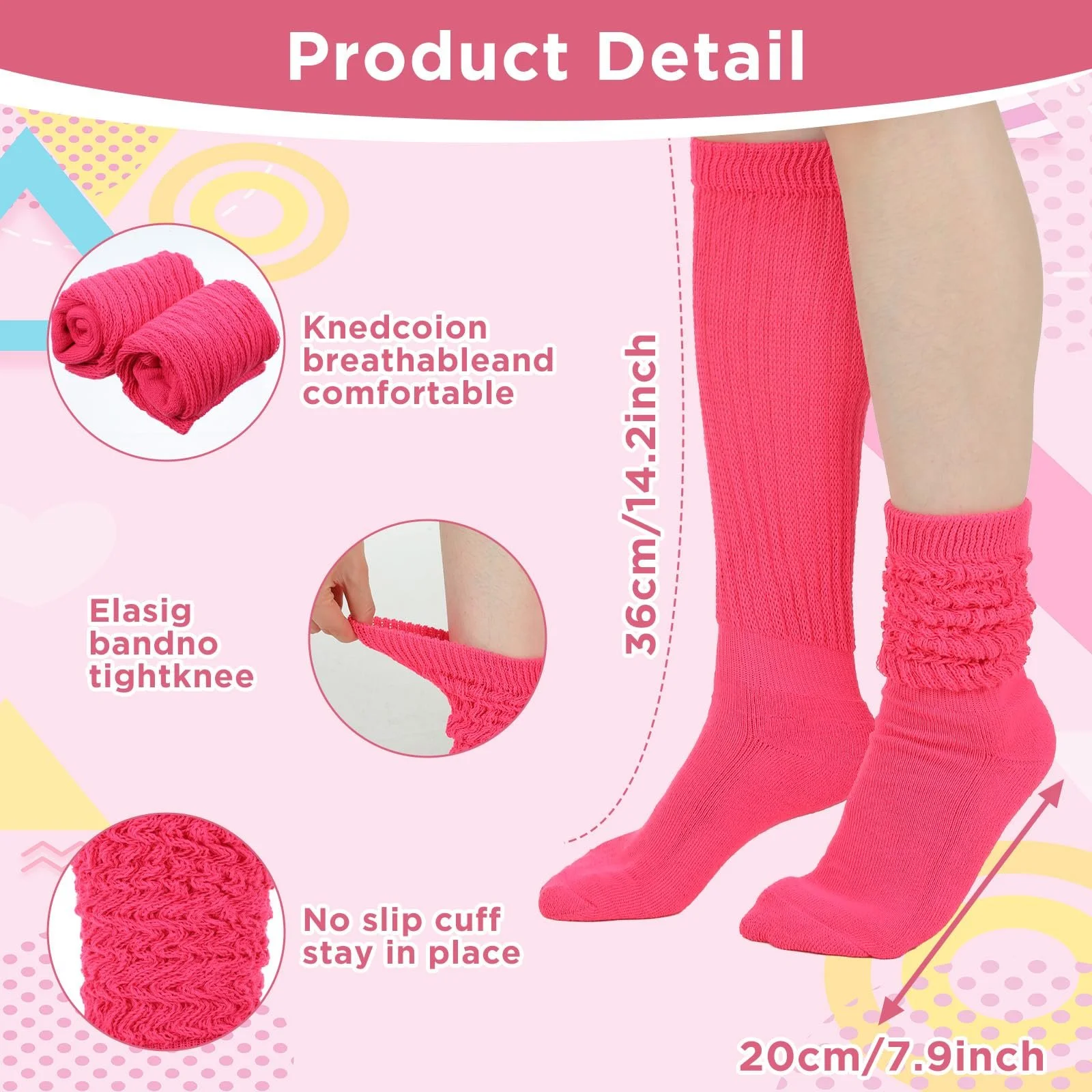 Пара неонових шкарпеток, подовжені вільні шкарпетки, фото №2