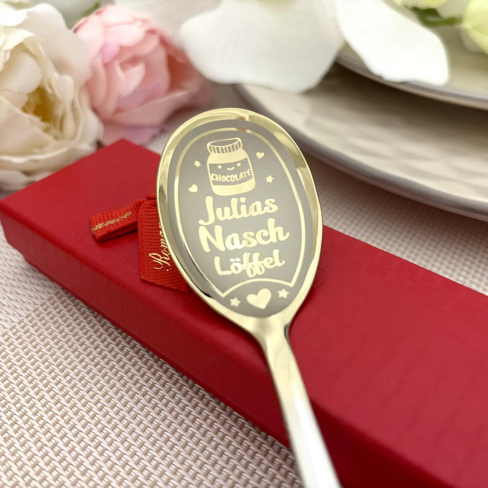 Ложка для шоколаду та десертів з гравіюванням імені та побажань на ручці з нержавіючої сталі, фото №2