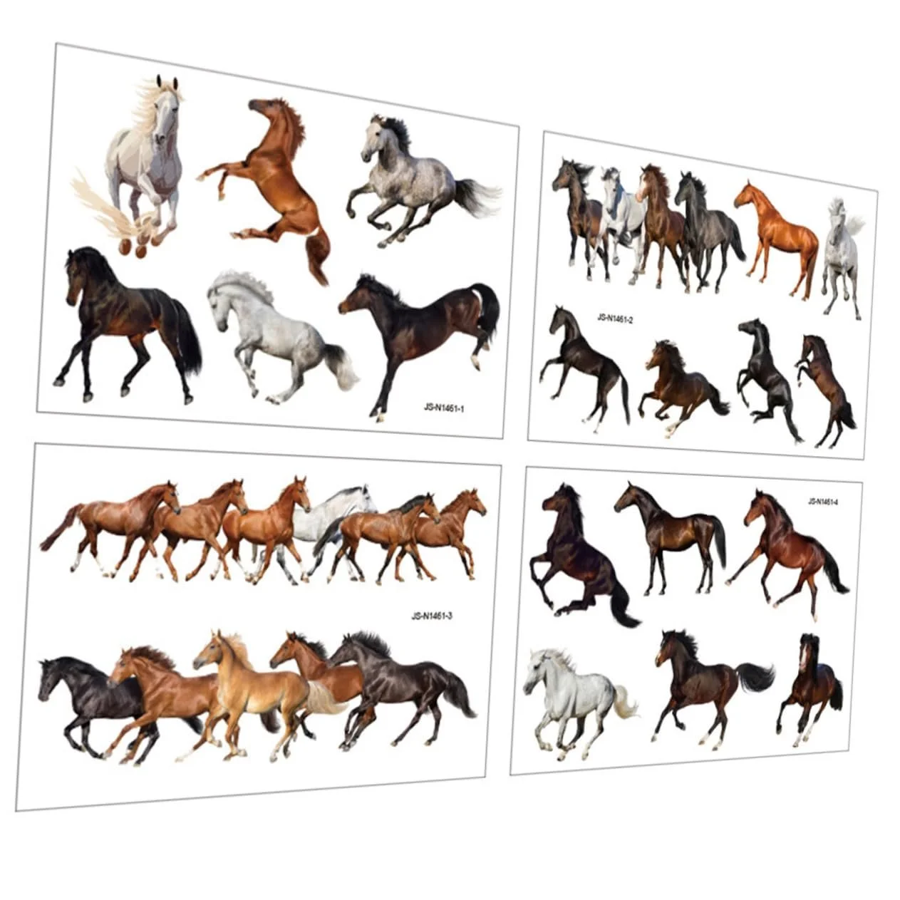 Наклейки на стіну Horse 4 листи PVC самоклеючі Cute Animals, фото №1