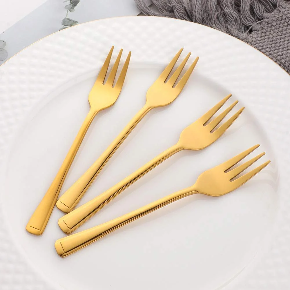 Виделка чайна Meisha Harley Pattern Small, набір 12 шт, нержавіюча сталь, золотий колір, фото №3