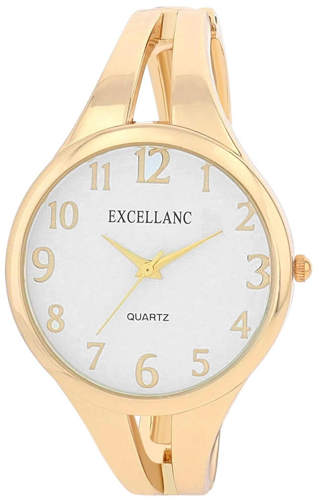 Женские часы Клипса Excellanc Металлический браслет Застежка Браслет-браслет Легкочитаемые цифры Круглый Длина 15.5см Кварцевые наручные часы, фото №1