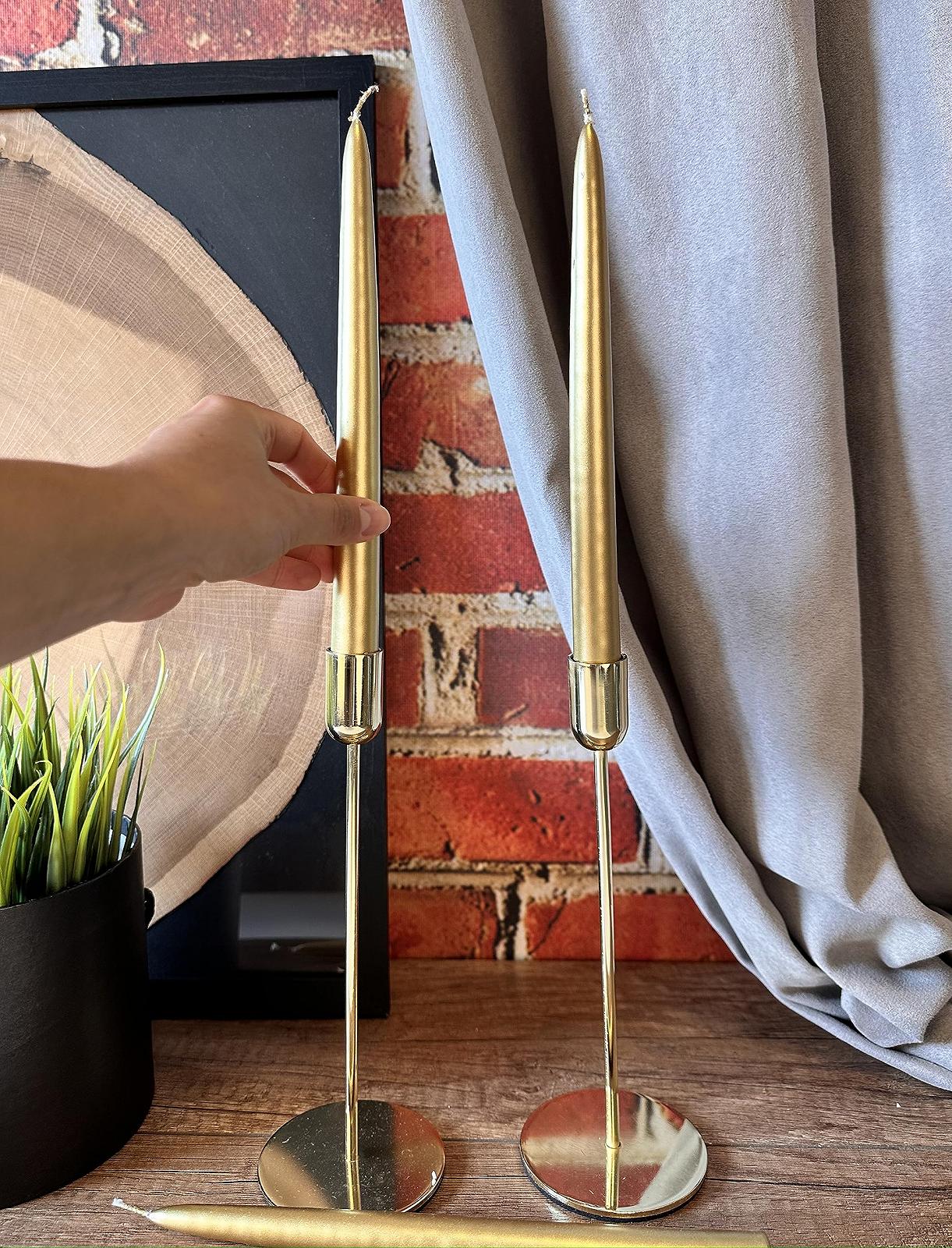 Набір Свічки Конічні Металеві 29 см Золоті, фото №3