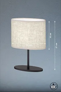Настільна лампа Fischer & Honsel Modena пісочний чорний матовий, тканинний плафон пісочний льон, 20х10х27х14 см, з вимикачем на шнурі, 1x E14 макс. 25 Вт synthetic.ua - Фото 1