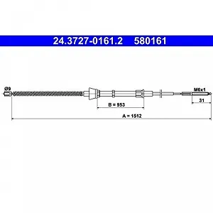 Трос стояночного тормоза ATE 24.3727-0161.2 задний - Фото 1