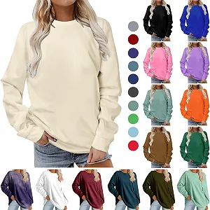 Женский свитер NZYIHAO Oversize, однотонный, с длинными рукавами, легкий, удлиненная рубашка, большие размеры, с круглым вырезом, удобный, для девушек-подростков, без капюшона synthetic.ua - Фото 1