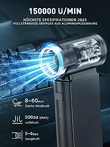 Електрична повітродувка Smiling Shark J02 Super Power 150,000 rpm 8000 mAh Чорний synthetic.ua - Фото 1