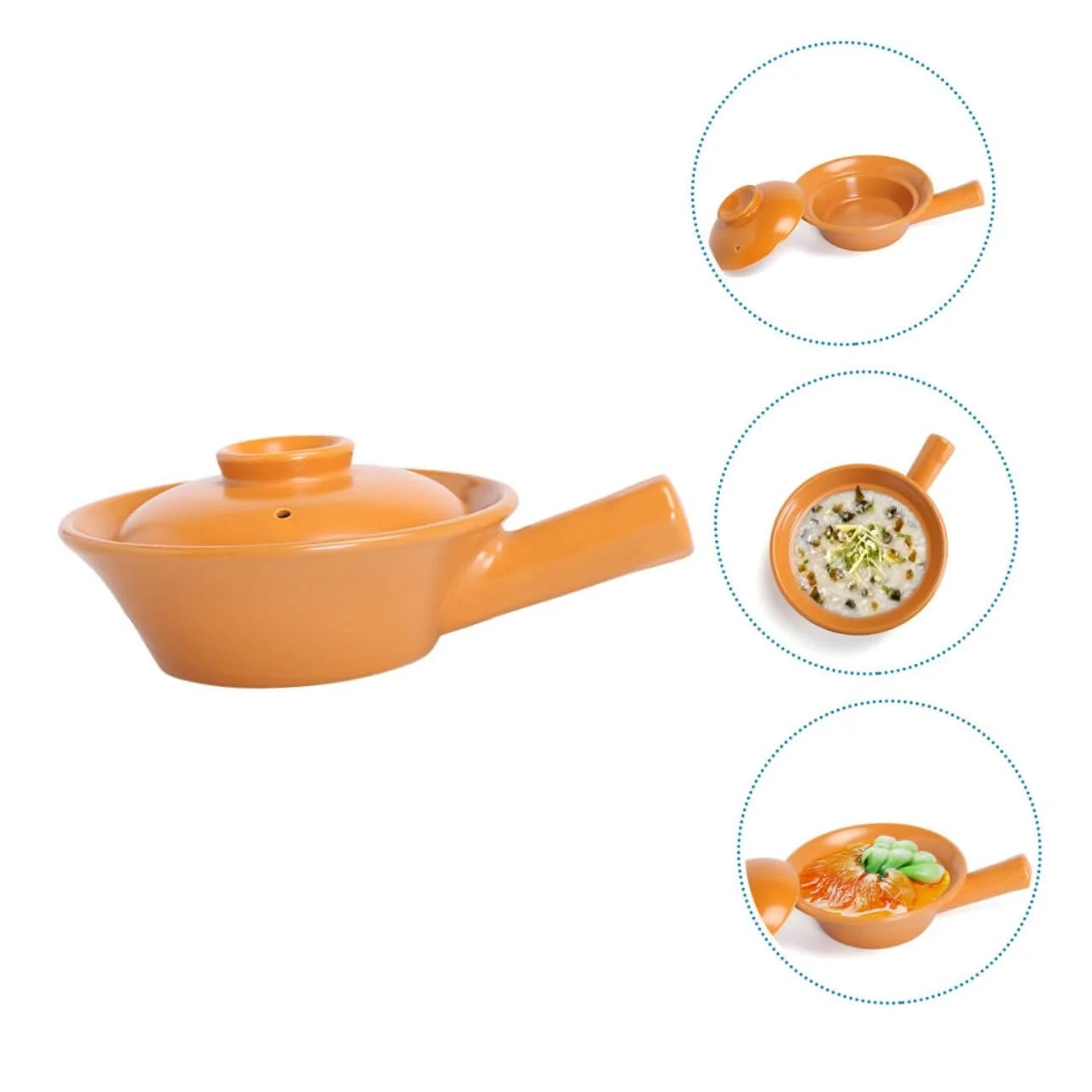 Керамический горшок GALPADA с ручкой термостойкий для микроволновой печи плиты и духовки компактный стильный, фото №7