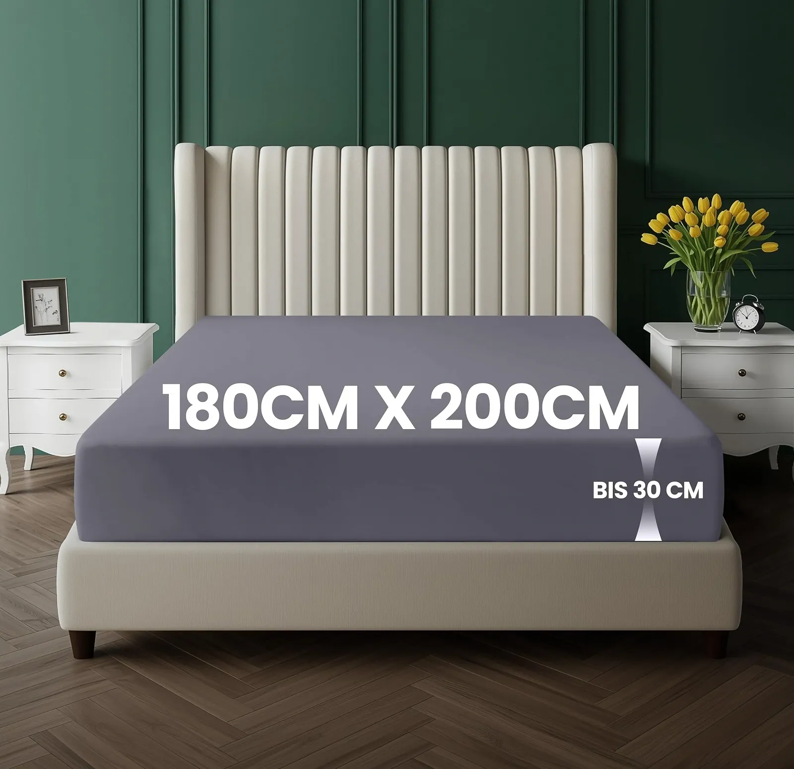 Простыня на резинке Utopia Bedding Микрофибра 180 x 200 см Серый, фото №2