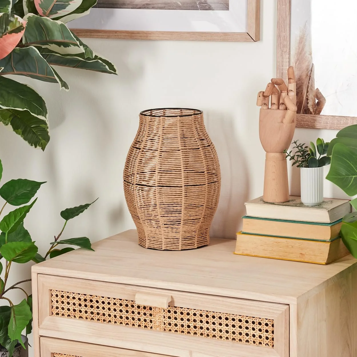 Настільна лампа HOFSTEIN Cardeira метал / рафія 30 см E27 Чорний/Натуральний, фото №2