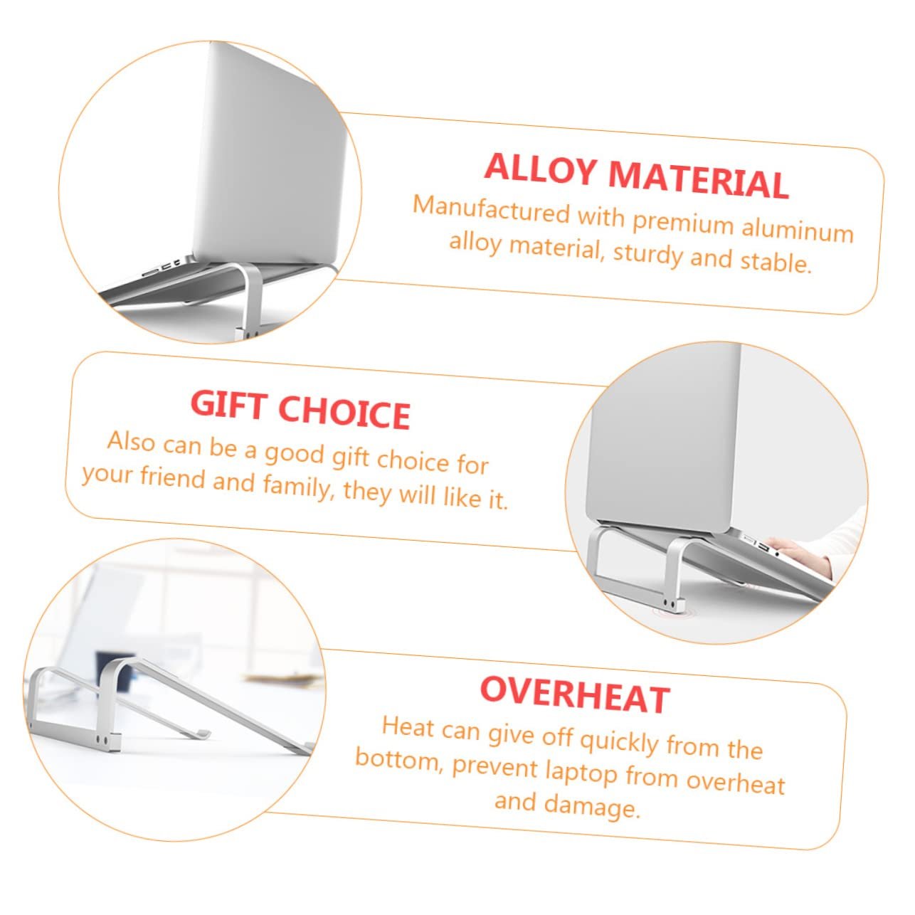 Підставка для ноутбука Vaguelly Ергономічна Алюмінієва Портативна Охолоджуюча Сріблястий, фото №4