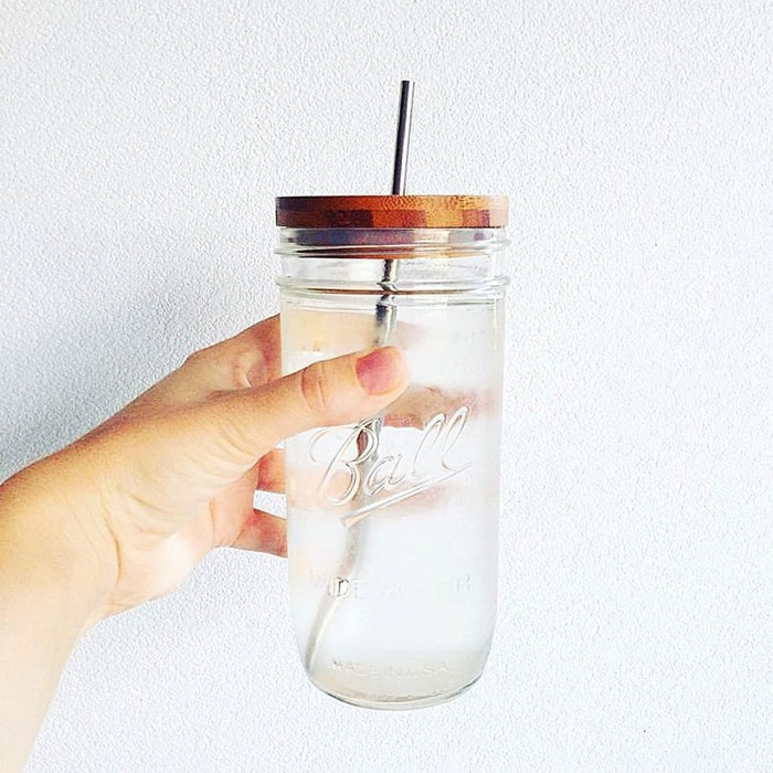 Банка Ball Mason Jars с деревянной крышкой и трубочкой 750 мл, фото №2