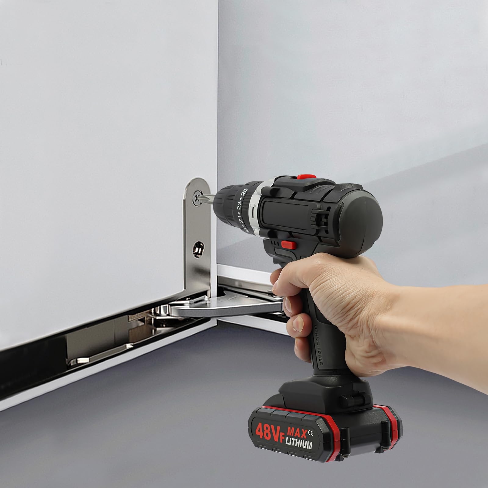 Аккумуляторная отвертка 21 V с дополнительной батареей и зарядкой 25-28 Нм 3 режима работы 2-скорости светодиодное подсвечивание для установки TV штор, фото №3 Аккумуляторная отвертка 21 V с дополнительной батареей и зарядкой 25-28 Нм 3 режима работы 2-скорости светодиодное подсвечивание для установки TV штор, фото №3