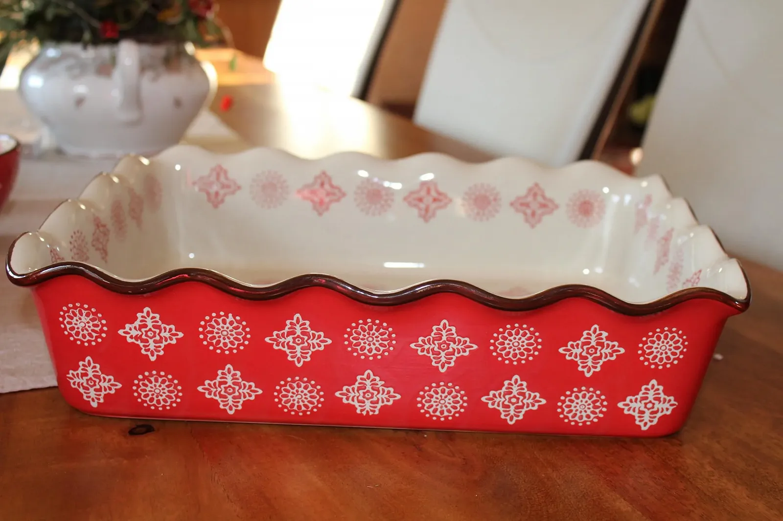 Форма для запекания 34 x 26 x 8 см Красная / Кремовая, фото №2 Форма для запекания 34 x 26 x 8 см Красная / Кремовая, фото №2