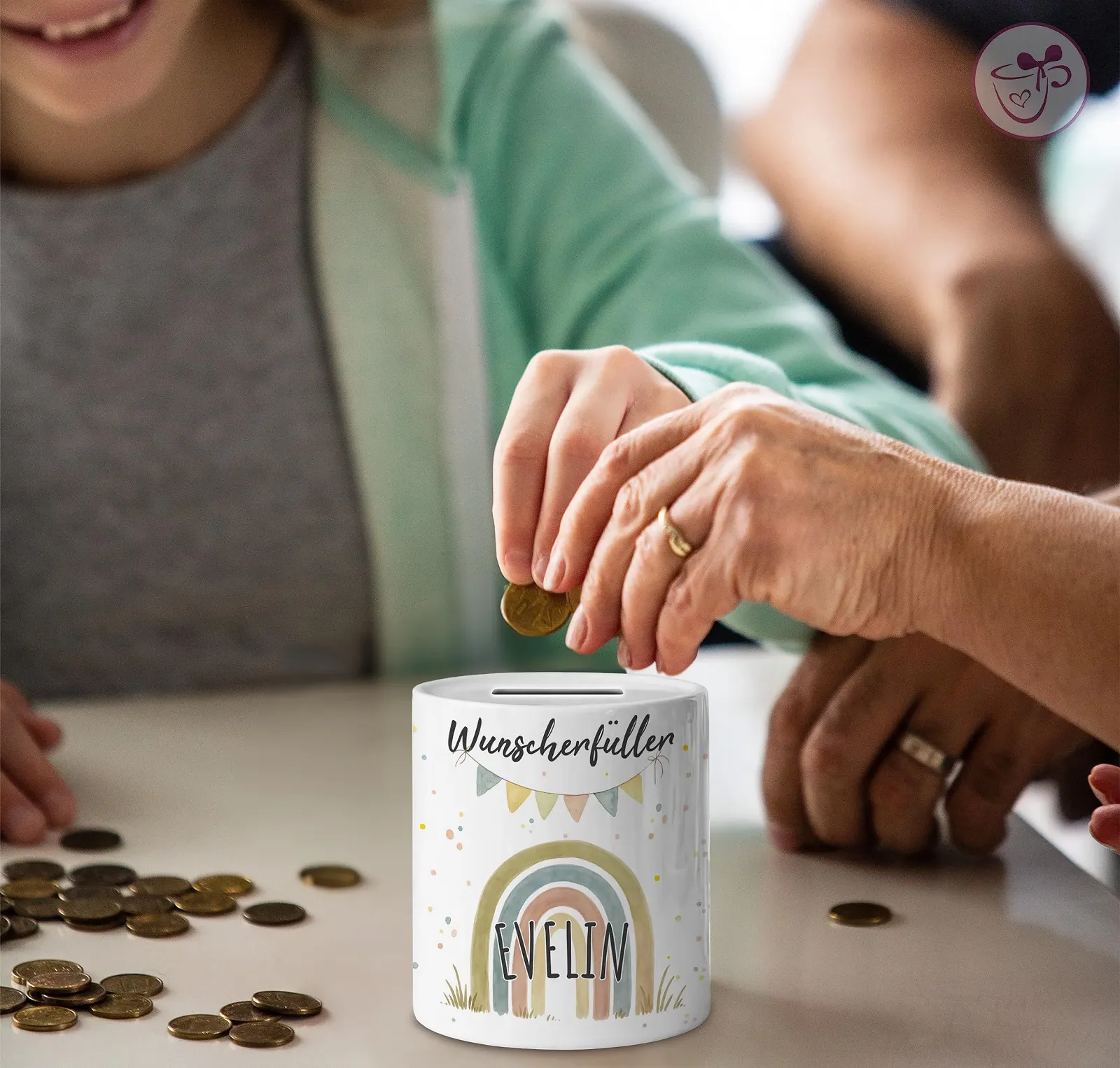 Скарбничка Wunscherfüller Rainbow дитяча з тваринами керамічна, фото №7