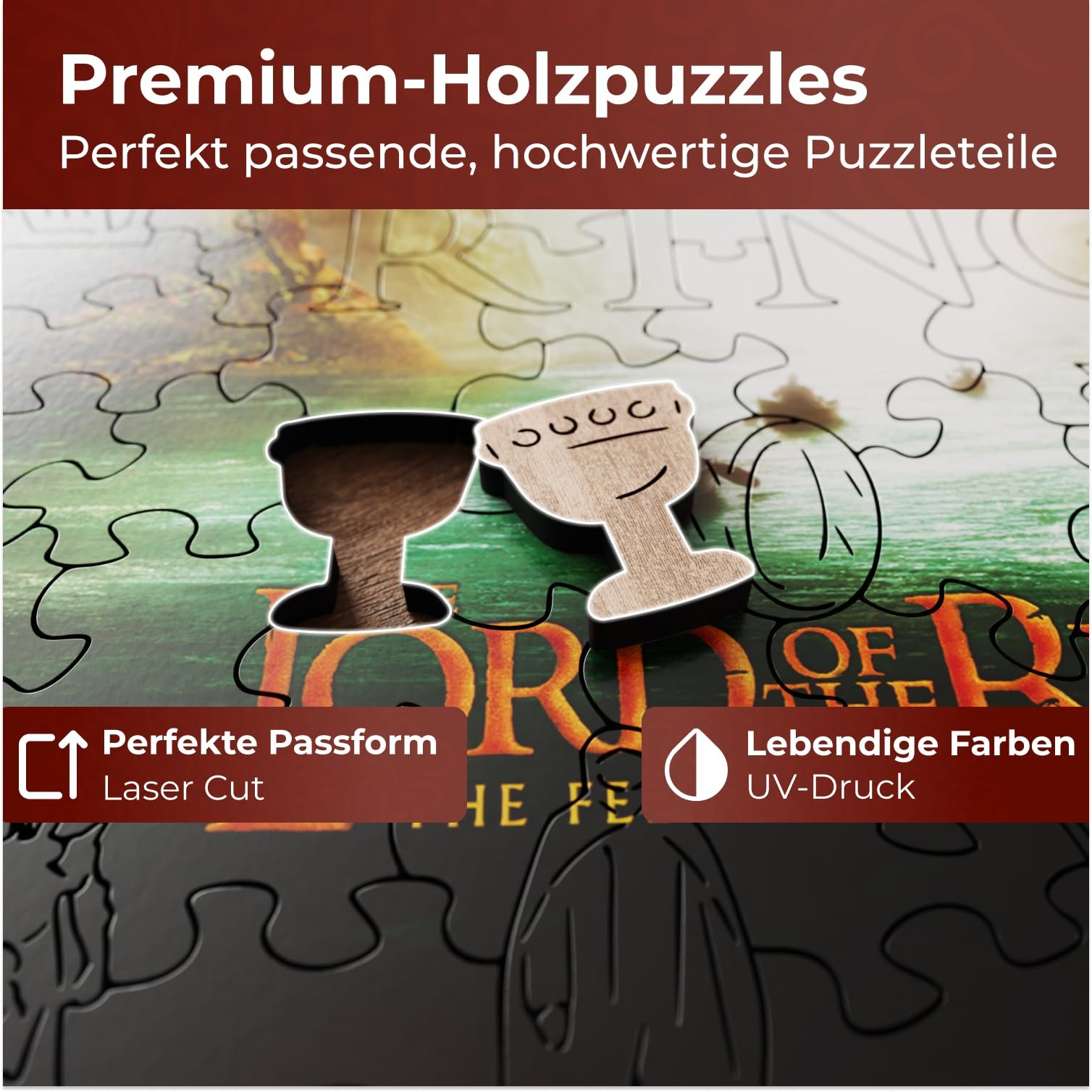 Деревянный пазл Crafthub Premium The Lord of The Rings The Gates of Argonath A3 205 деталей UV-печать 36.5 см x 27.3 см, фото №4