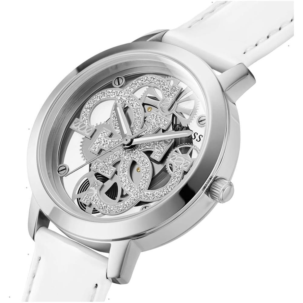 Часы Guess женские Trend Clear 36 мм, глиттер циферблат, серебристый корпус и браслет из нержавеющей стали, фото №4