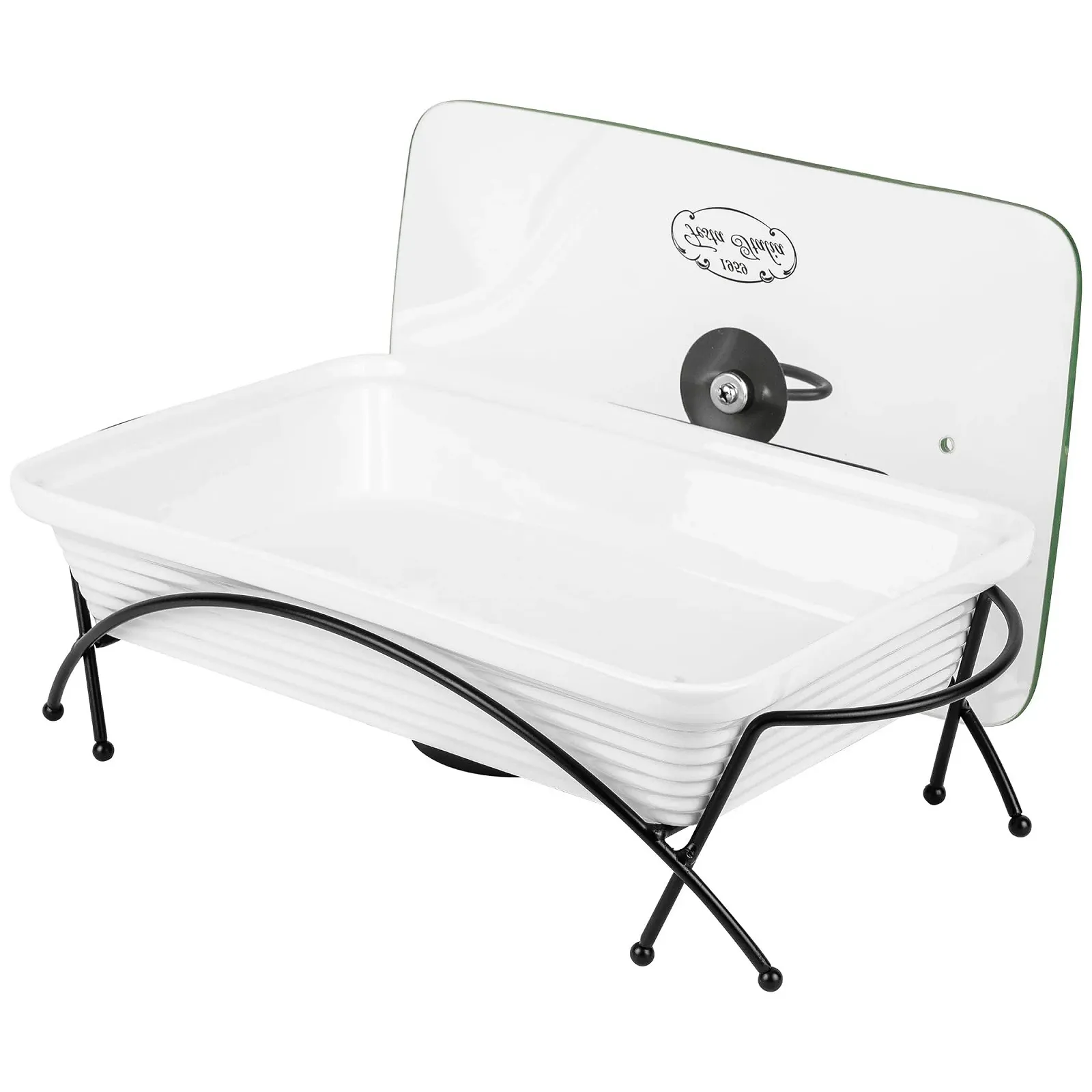 Форма для запекания керамическая с крышкой и подставкой 2 л Прямоугольная Белая, фото №6