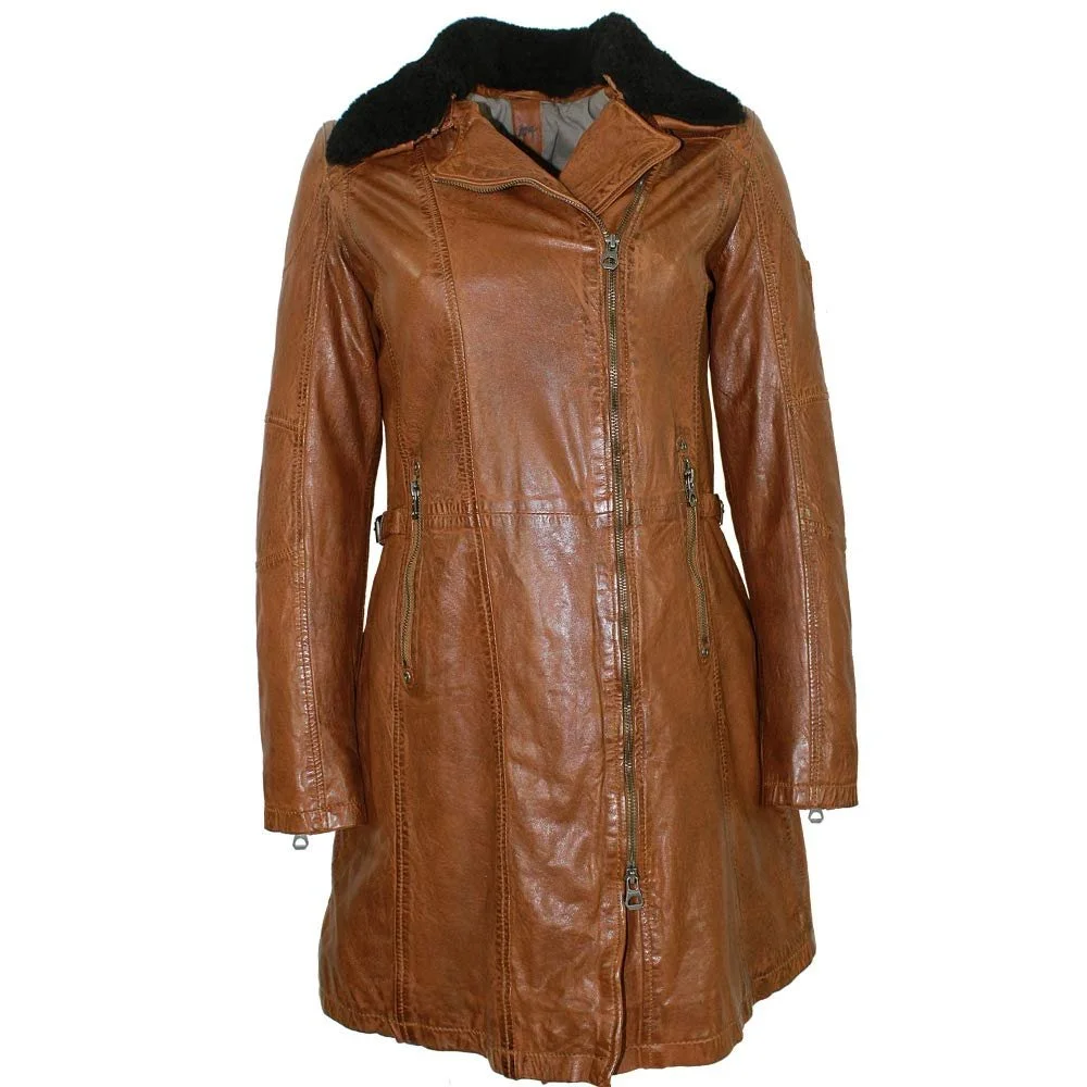 Шкіряне пальто Gipsy Lamb Nappa Cognac, фото №1